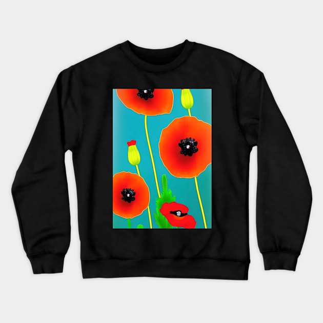 STYLISH POPPY TEAL BACKGROUND Crewneck Sweatshirt by sailorsam1805